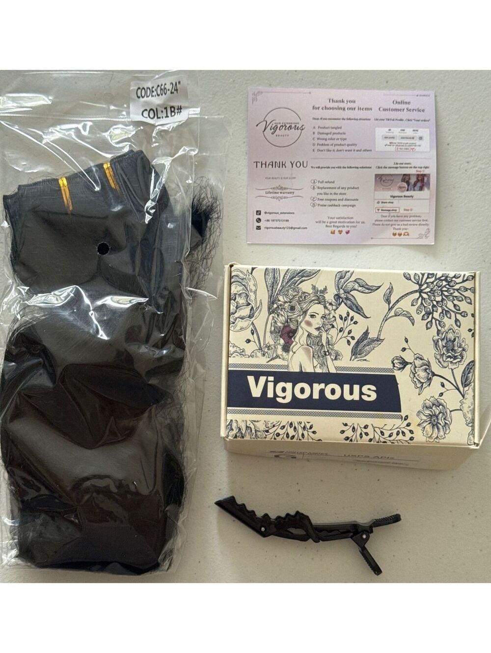 Vigorous Beauty C66-24" Natural Black clip-in synthetic hair extension set New